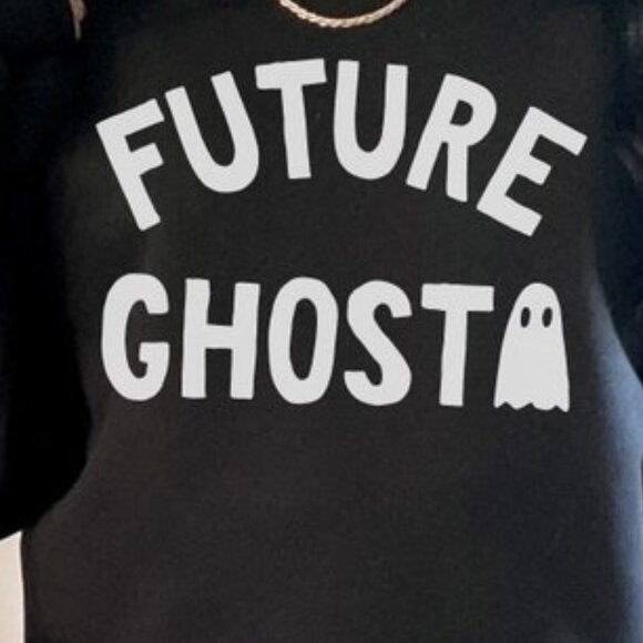 Future Ghost Black Sweatshirt College Halloween Party Graphic Sweatshirt 99 - Picture 2 of 5